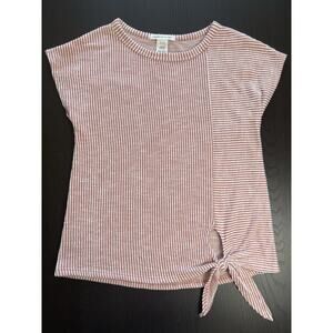 Caution to the Wind Soft Striped Tie Front Top Pink And White, Women’s Small